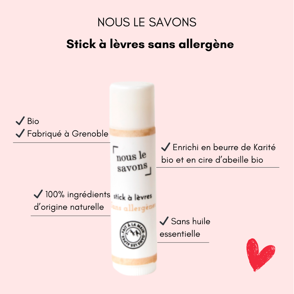 Stick à lèvres bio sans allergène Nous le Savons