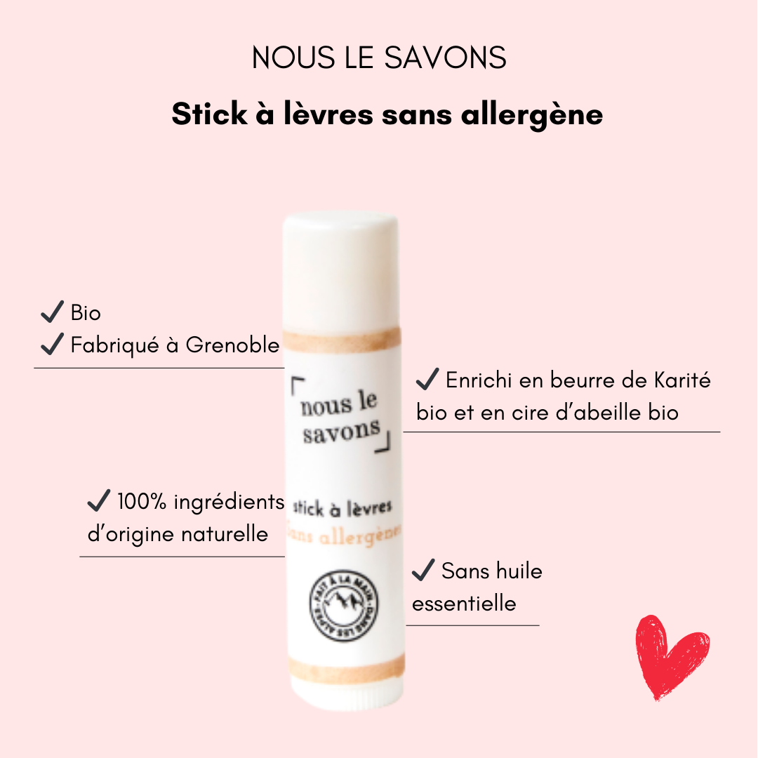Stick à lèvres bio sans allergène Nous le Savons
