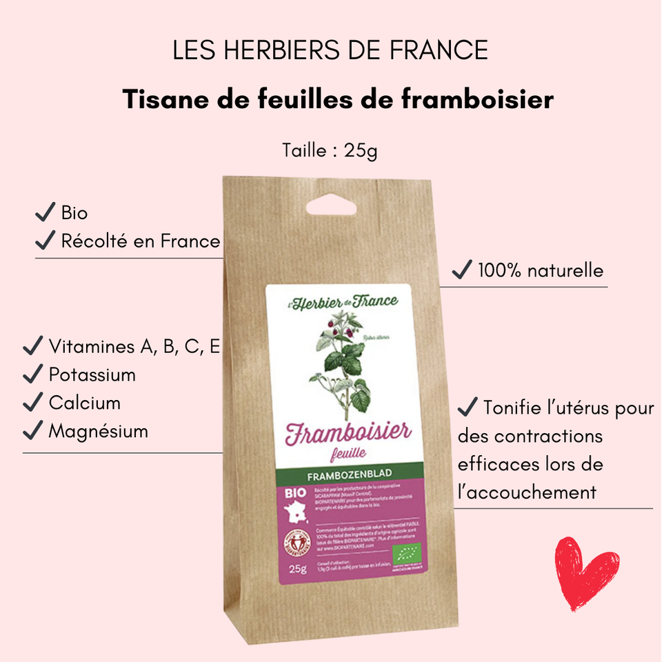 Tisane de feuilles de framboisier Les herbiers de France