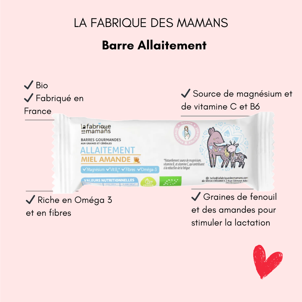 Barre de céréales miel amande allaitement La Fabrique des mamans