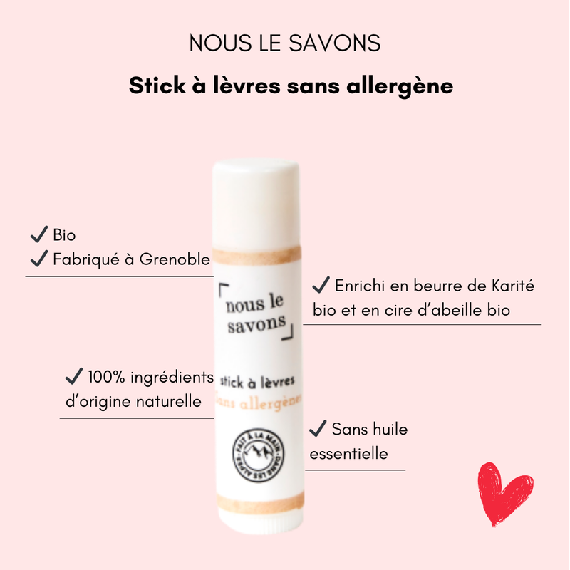 Stick à lèvre hypoallergenique - Bulle de maman