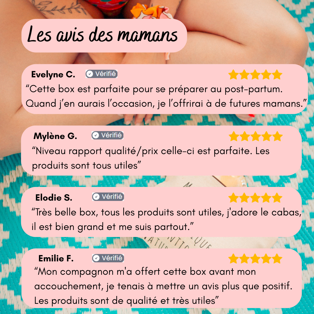 Avis clients 5 étoiles box post-partum - Bulle de maman