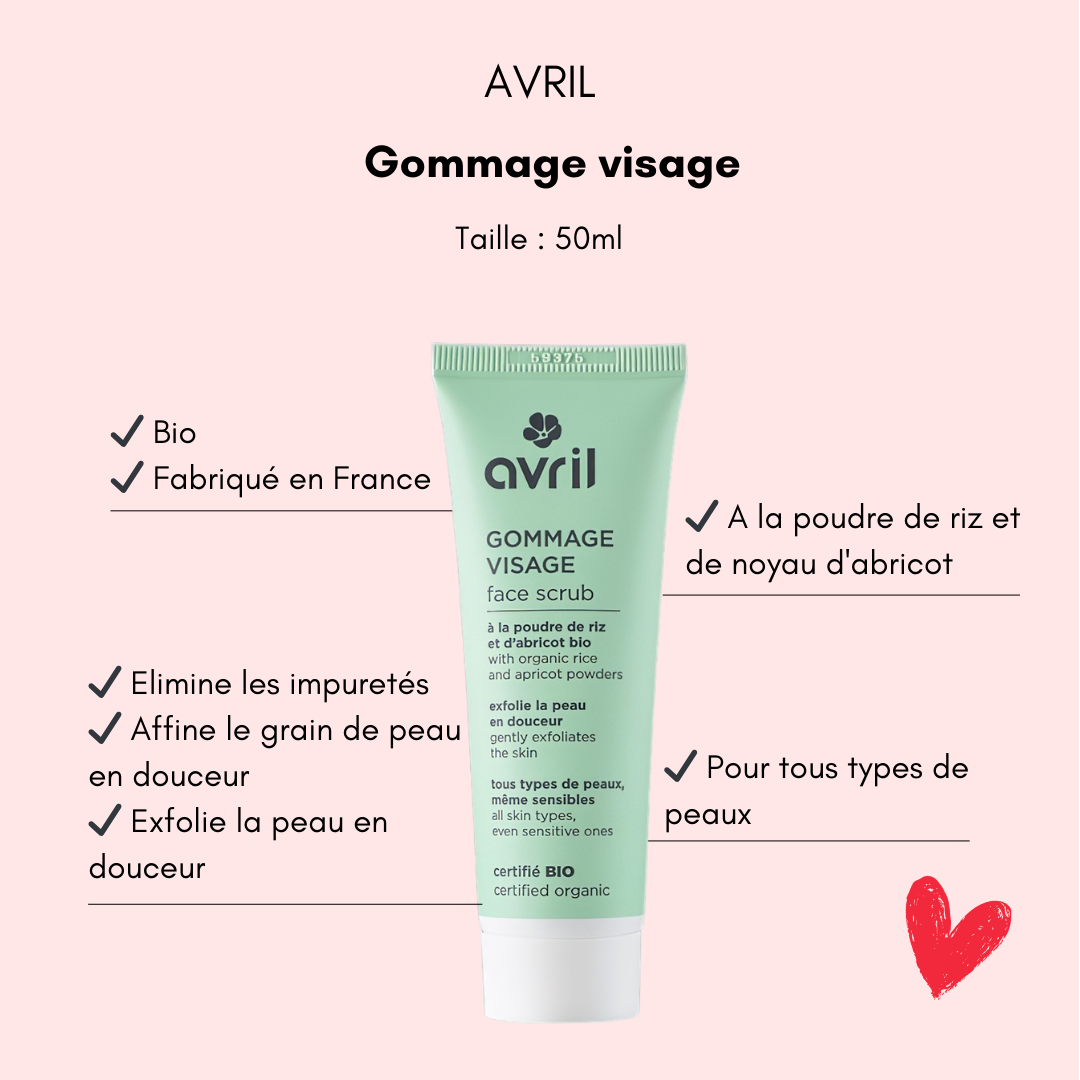 Gommage visage Avril Cosmétique - Bulle de maman